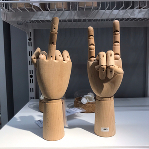 包邮宜家ikea汉德卡拉装饰木头人偶关节木手首饰架摆件