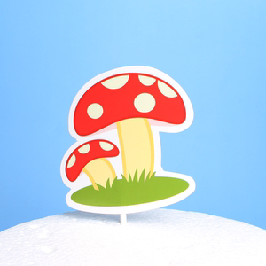 小蘑菇蛋糕装饰插牌卡通生日烘焙装扮插件甜品台派对森系网红摆件