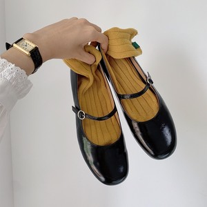 韩版玛丽珍鞋女夏复古鞋子小众设计粗跟一字扣浅口单鞋褶皱手工鞋