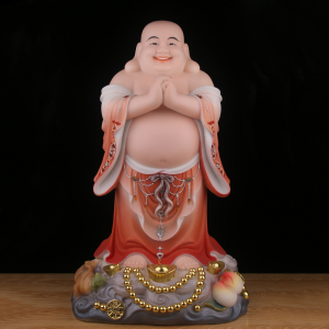 恭喜发财弥勒佛菩萨大肚开心笑佛招财摆件汉白玉佛像家用客厅供奉