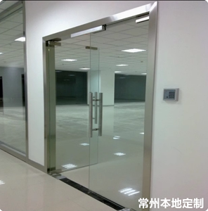 常州定制无框玻璃门办公室内移门隔断12毫米钢化玻璃地弹簧店面门