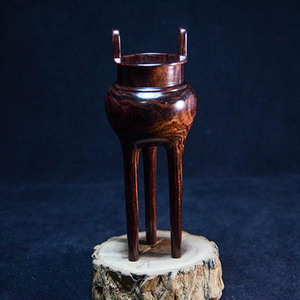 越南紫檀柳高足鼎炉香炉檀香紫檀香道用品手把件香插摆件751