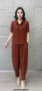 紫莲露2024夏季妈妈装薄款两件套大码宽松遮肚减龄女士时尚套装
