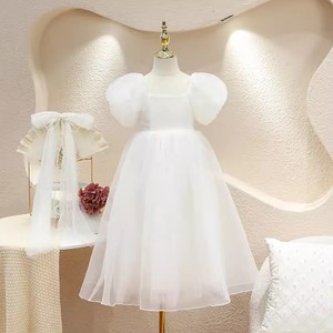 女童白色公主裙连衣裙夏季2024新款大儿童装生日花童礼服婚纱裙子
