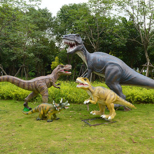 仿真恐龙雕塑摆件游乐园商场玻璃钢霸王龙展售楼处幼儿园草坪装饰