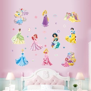 白雪公主自粘墙贴温馨女孩卧室床头儿童房卡通动漫装饰可移除贴纸