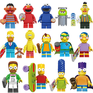 兼容乐高卡通芝麻街艾摩大鸟伯特甜饼怪厄尼辛普森一家积木玩具