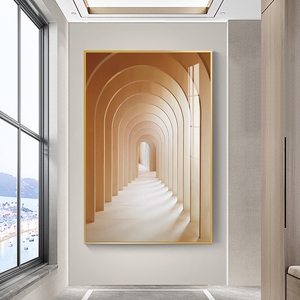 现代抽象入户玄关装饰画办公室过道楼梯样板空间延伸客厅背景挂画