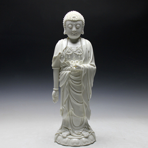 19寸德化陶瓷阿弥陀佛像白瓷净空老法师同款佛教西方三圣菩萨神像