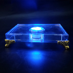 创意水晶玻璃底座七彩发光充电LED水晶灯底座琉璃珠宝展示用底托
