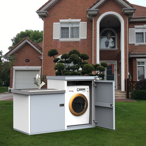 户外洗衣机台盆一体柜洗衣池柜简约现代金属防水防晒阳台柜上海产