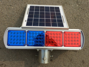 包邮 双面四组led太阳能爆闪灯 施工灯红蓝交通公路频闪灯警示灯