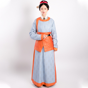 重回汉唐汉服女秋冬季正品原创复宋制洒银圆领袍汉元素印花服装