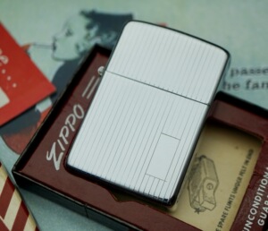 zippo原装1951年全新大五铰链镍银内胆铜镀铬镜面竖纹350