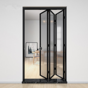 极窄厨房吊轨折叠门推拉门隐形无轨道 伸缩 家用卫生间阳台铝合金