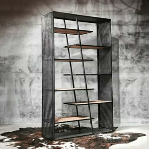 北欧工业风书架隔断屏风铁艺置物架展示架玄关实木架子创意储物柜