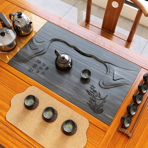 茶盘嵌入式家用乌金石天然石整块石头客厅中式茶几茶台漏水板定做
