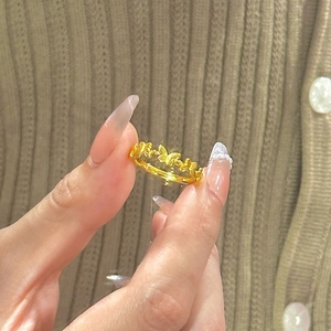 新中式复古立体蝴蝶戒指女款可调节古法小众设计高级感中指食指戒