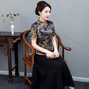 四小姐龙笛一珂锦绣新款中国民国风复古改良版短袖旗袍上衣女装短