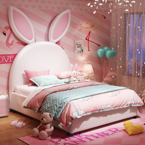 梦幻少女公主床儿童床现代初中生女孩简约青少年创意兔子双人卧室