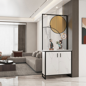 北欧轻奢家用客厅半墙隔断柜屏风装饰画入户门玄关柜实木鞋柜一体