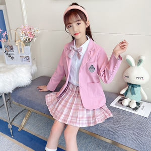 女童春装套装8小学生短裙10女孩洋气时髦9春秋三件套7-12岁中大童