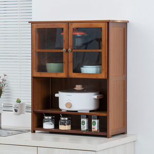 碗柜家用厨房灶台面收纳小型置物架简易橱柜餐边储物透气放菜柜子