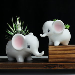欧式多肉花盆创意可爱动物陶瓷花盆简约个性白色小肉肉盆