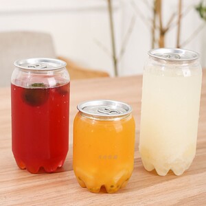 250ml 350ml 400ml易拉罐pet高透塑料食品级冷饮奶茶瓶一次性包装