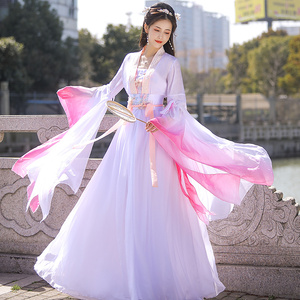 紫色绝美古装成人汉服2024新款女改良仙气古风飘逸古典舞蹈演出服