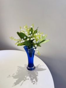 清仓处理超美克莱因蓝手工玻璃花瓶外贸出口小白菜白色缠丝花器