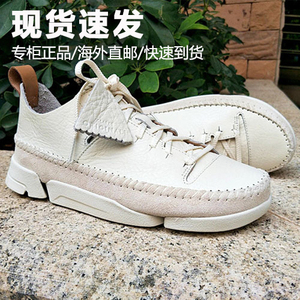 clarks其乐女鞋新款三瓣鞋系带英伦复古休闲小白鞋trigenic flex.