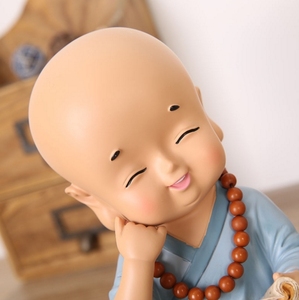 超可爱迷你小和尚不听不说不看一休哥汽车摆件室内书房卧室装饰品