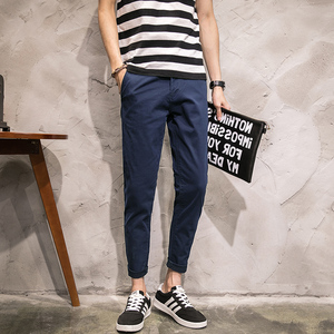 八分裤男百搭显瘦男生裤子韩版潮流布裤休闲裤学生修身小脚8分裤