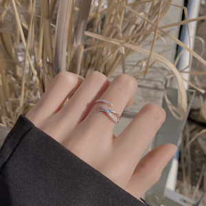 S925纯银线条交叉戒指食指时尚个性简约小众设计戒子高级感冷淡风