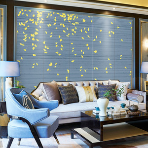 新中式银杏叶墙纸花鸟酒店壁画客厅卧室背景墙壁纸3d定制无缝墙布