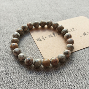 月球表面天然8mm麦饭石花纹男女情侣手串手链弹力玉石大个性日常