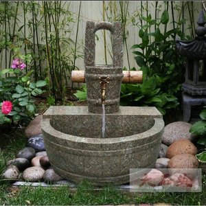 别墅花园庭院石雕花岗岩个性小水桶石头洗手盆拖把池水槽户外水池