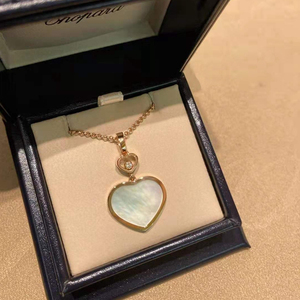 法国直邮代购chopard萧邦新款22爱心项链18k玫瑰金镶钻锁骨链女