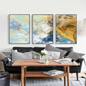 流行现代简约风格客厅沙发背景墙壁画 餐厅挂画抽象油画三联组画