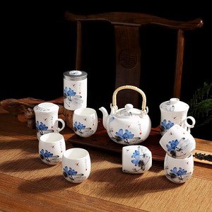 景德镇陶瓷茶具高品质荷花茶壶套装茶叶罐子过滤杯组家用待客礼盒