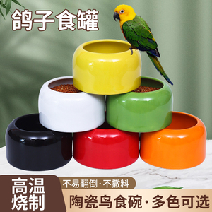 彩釉陶瓷食罐防撒防溅鸟食盒水碗喂食盒水槽鸟罐鸽子用品用具鸽具