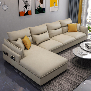 科技布沙发北欧简约现代大户型客厅整装转角7字型布艺沙发可拆洗