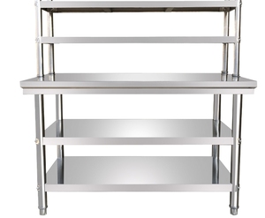 不锈钢工作台三层加立架厨房切菜桌子调味料架子酒店饭店后厨专用