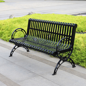 户外铁艺长椅金属双人休息长条凳子室外小区街道景观公园靠背椅