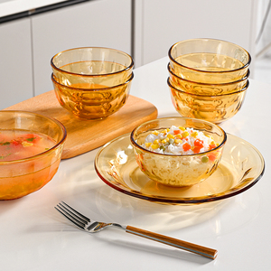玻璃碗微波炉专用耐高温家用面碗沙拉碗饭碗汤碗甜品碗餐具套装