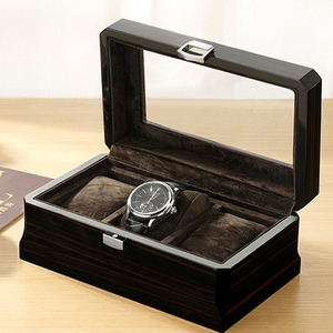 手表盒收纳盒木质欧式家用简约复古天窗手表展示盒收藏盒3格表位