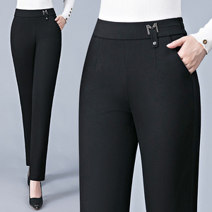 万之冠服饰旗舰店大牌剪标春秋妈妈外穿宽松小直筒女裤2021中老年
