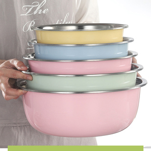 不锈钢盆子加厚洗菜篮厨房家用汤盆套装圆形和面盆大号彩色盆
