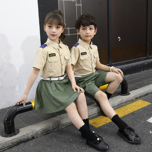 定制中国童军夏季纯棉短袖制服全套装青少年童子军衬衣夏令营衣服